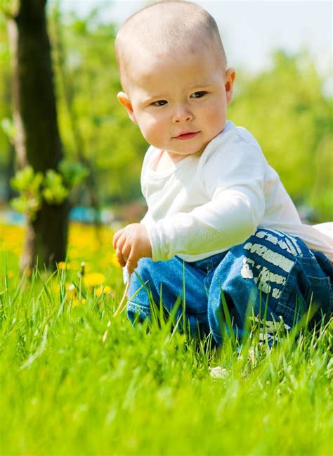 Baby In Park Stock Image Image Of Infant Male Concentrate 9344227