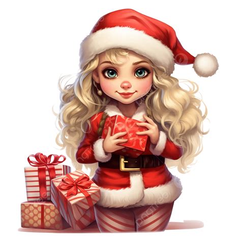 cartoon girl in santa claus costume with christmas present santa t christmas santa
