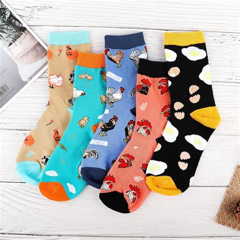 Moyel 5 Pairs Of Women Socks Chicken Funny Cute Socks