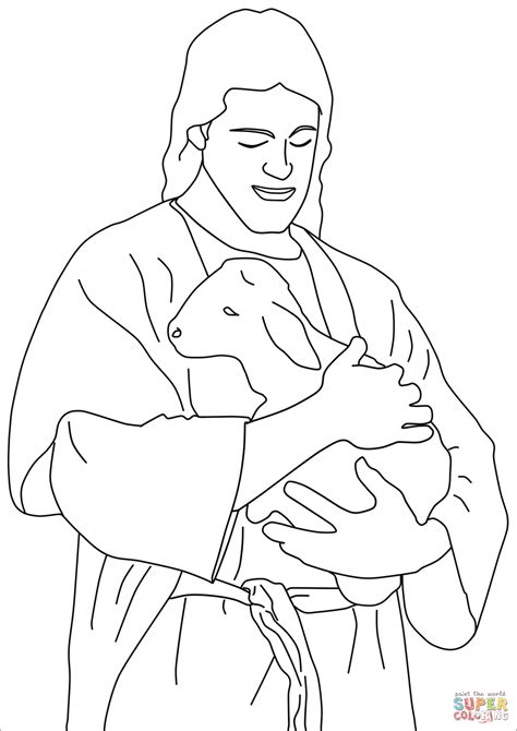 Jesus Christ Holding A Lamb Coloring Page Free Printable Coloring Pages