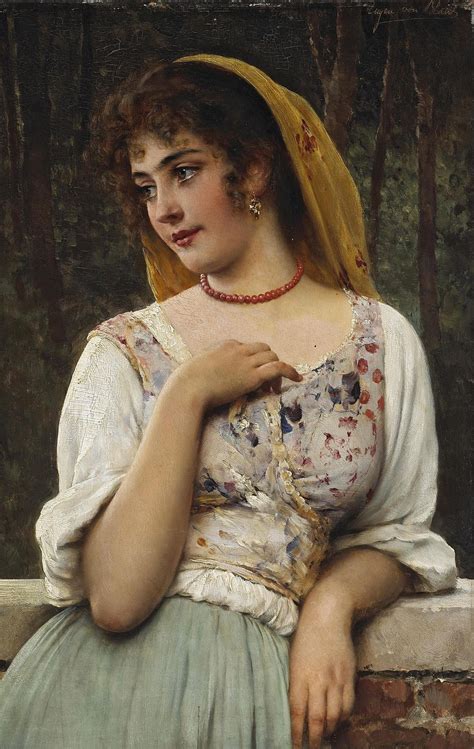 Oil Painting Replica A Pensive Beauty By Eugene De Blaas 1843 1932