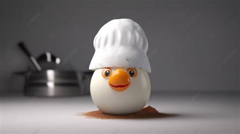 Chef Hat Clad Egg In 3d Rendering Background Food Chef Chef Cooking