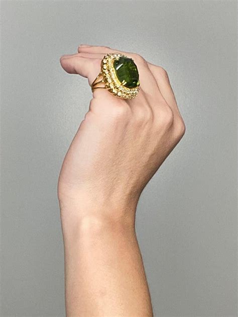 Gia Certified Massive Cocktail Ring In 18kt With 6779 Cts In Peridot