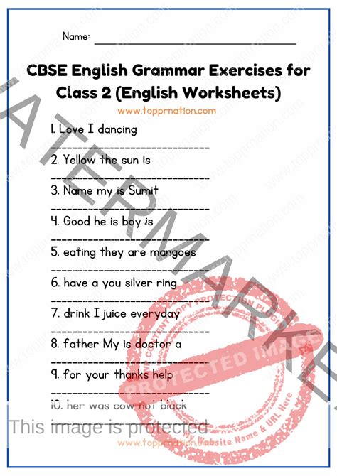 Worksheets For Class 2 English 2nd Grade English Work