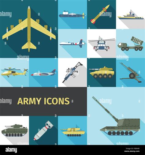 Army Icons Flat Stock Vector Image And Art Alamy