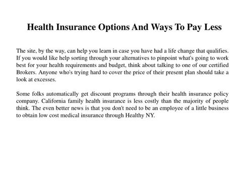 Check spelling or type a new query. PPT - Health Insurance Options And Ways To Pay Less ...