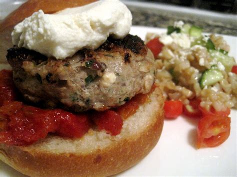 Turkey Feta Burgers With Olives And Tomato Jam Dunk Crumble