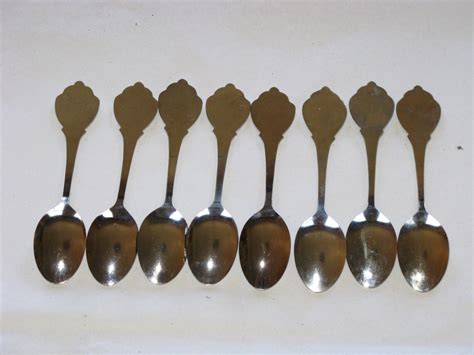 Souvenir State Spoons Collectible Set Of 8 Vintage Usa States Etsy