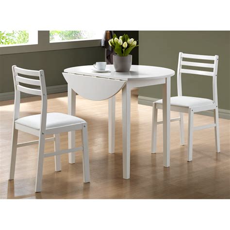 Purity 3 Piece Dinette Set Round Table Top White Dcg Stores