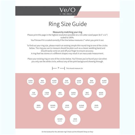 Zales Printable Ring Size Chart