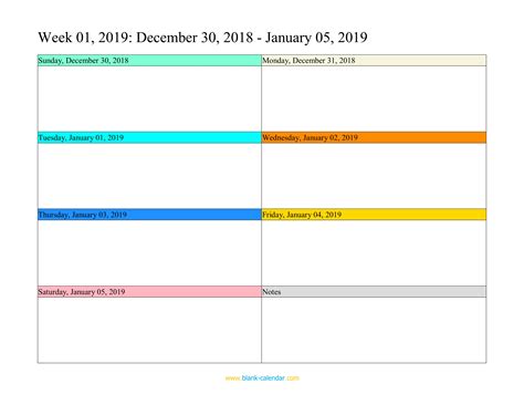 Weekly Calendar 2019 (WORD, EXCEL, PDF)