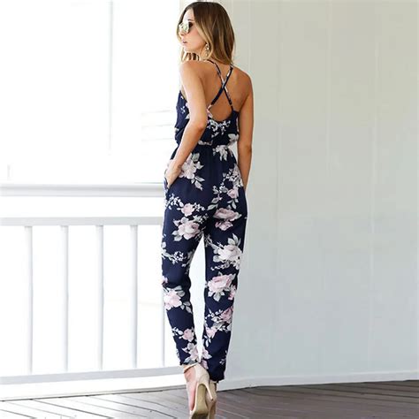 new women clubwear jumpsuit print backless summer playsuit bodycon party romper v neck