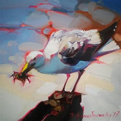 Daily Paintworks Seagull Breakfast Original Fine Art For Sale