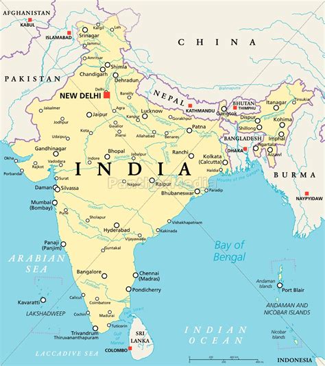 India Political Map Graphic Education Gambaran