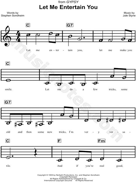 Let Me Entertain You From Gypsy Sheet Music For Beginners In C Major Download And Print