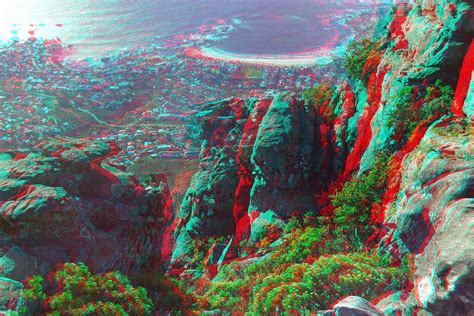 Cape Town Table Mountain In Anaglyph D Red Blue Glasses To View A