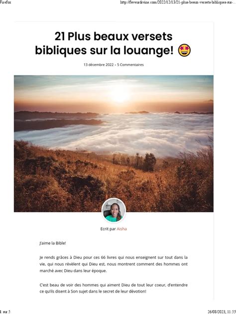 21 Plus Beaux Versets Bibliques Sur La Louange Pdf