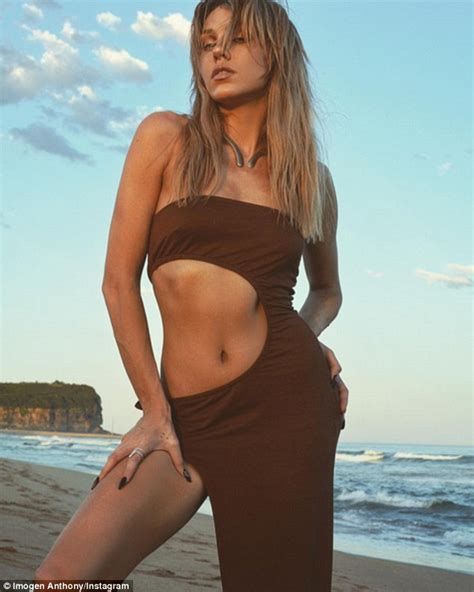 Imogen Anthony Goes Topless In An Oversized Skirt With Thigh High Split