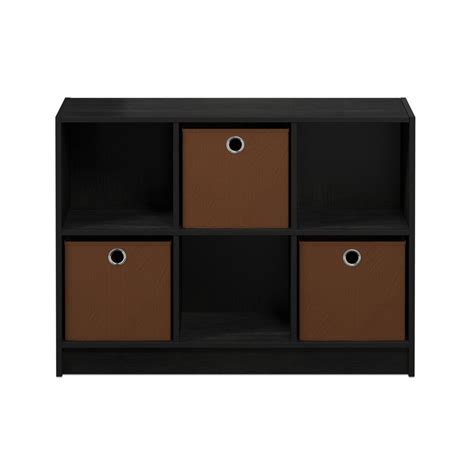 Furinno Basic Americanomedium Brown 6 Cube Bookcase With Storage Bins