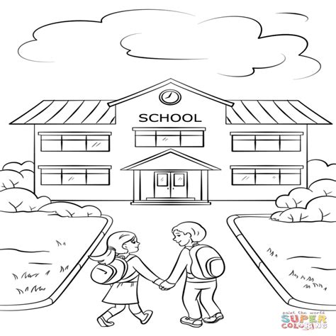 Dibujo De Chico Y Chica A La Escuela Para Colorear School Coloring Pages Coloring Pages