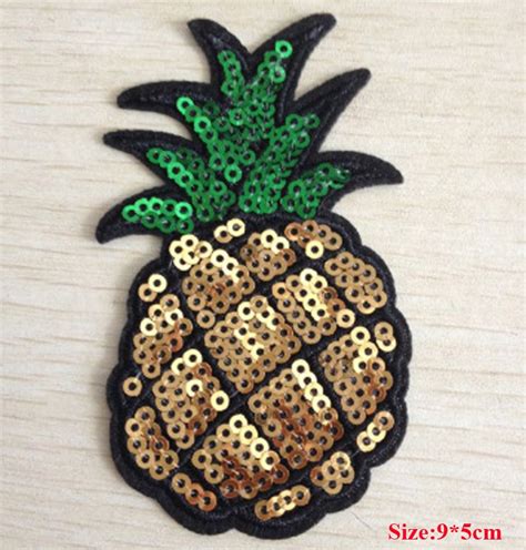 20pcs Fruit Pineapple Sequined Patches Iron On Patch For Clothing Jeans
