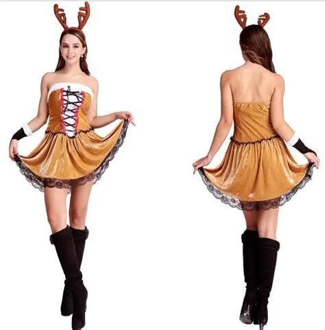 Sexy Cute Deer Lady Cosplay Costume Dress Set Christmas Night Club Party Wear In Movie And Tv
