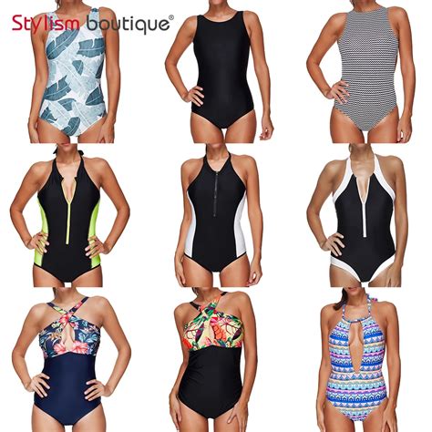2018 New High Neck Sexy Swimwear Women One Piece Swimsuit Mesh Patchwork Bathing Suits Bodysuit
