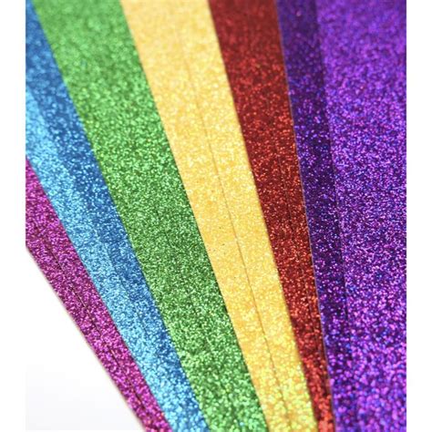 A4 Double Sided Glitter Pack Rainbow Brights 350gsm 12 Sheets Dcgcd041