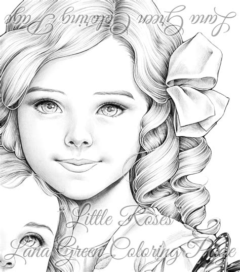 Little Roses Coloring Page For Adults Grayscale Coloring Etsy