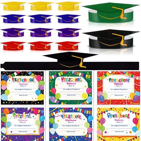Buy 48 Pieces Graduation Paper Hat Preschool Diploma Certificate