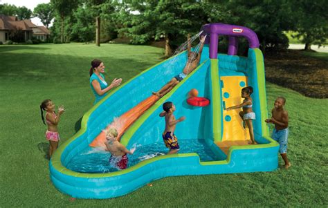 Riders climb up the stairs on one side and slide down the other. Inflatable Water Slide Kids Backyard Pool Fun Toys Bounce ...