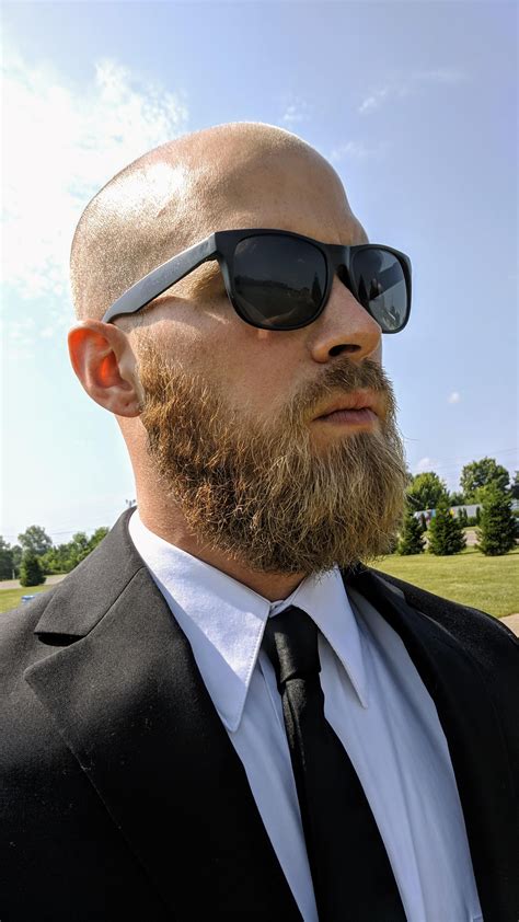 the beard and i officiated our first wedding today bald with beard bald head with beard
