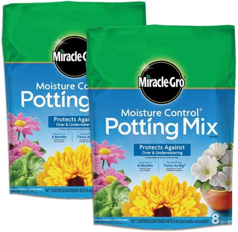 Miracle Gro Moisture Control Potting Mix 8 Qt Protects Against Over