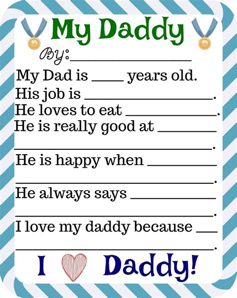 Fathers Day All About My Dad Printable