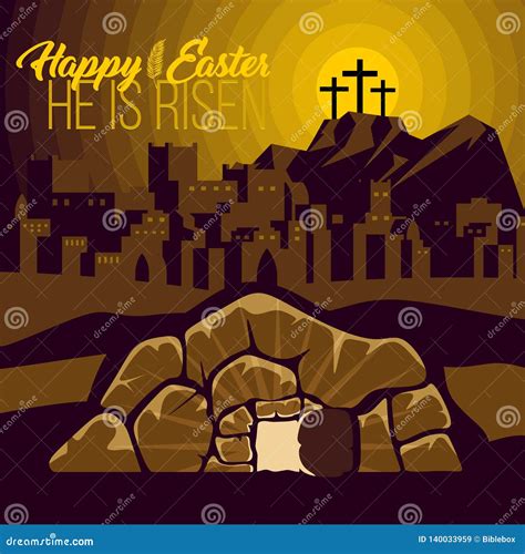 Easter Illustration Jesus Christ Is Risen Cartoon Vector