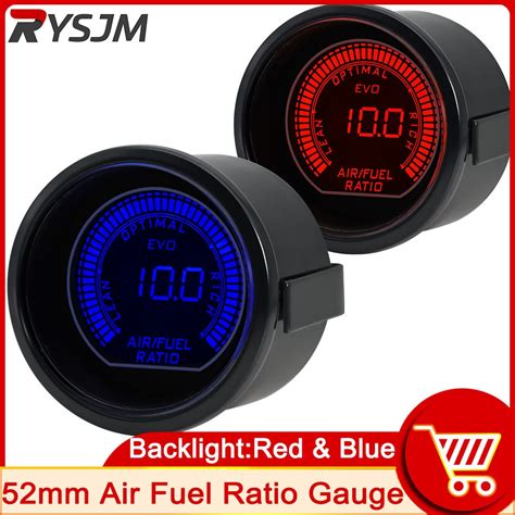 2 52mm Blue Red Turbo Air Fuel Ratio Car Digital LED Gauge Meter Tint