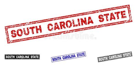 Grunge South Carolina State Scratched Rectangle Stamps Stock Vector