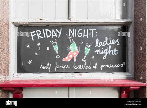 Friday Night Is Ladies Night Sign Outside A Pub In The City Of London