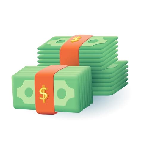 stapel von geld 3d cartoon stil symbol auf weißem hintergrund dollarbanknoten bargeld oder