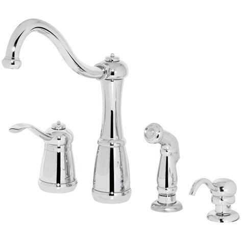 Pfister Marielle Single Handle Side Sprayer Kitchen Faucet And Soap Dispenser In Polished Chrome
