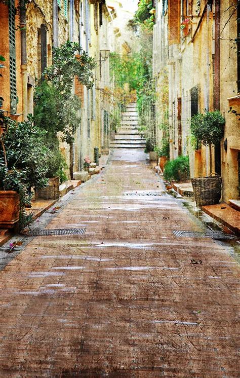 5x7ft Mediterranean Charming Streets Narrow Street Alley Path Steps