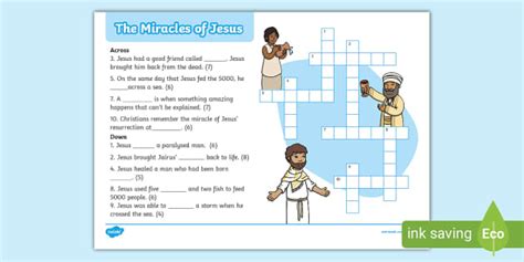The Miracles Of Jesus Crossword Ks1 Religion Twinkl