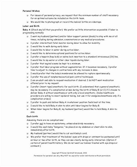 Birth Plan Template Word Doc Best Of Birth Plan Template 17 Free Word