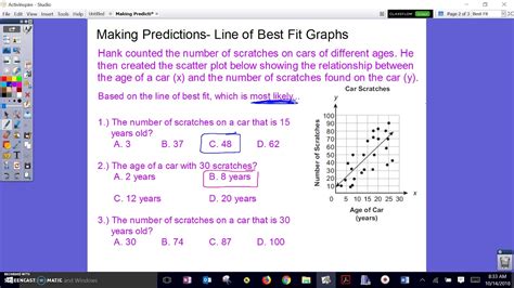 Making Predictions Line Of Best Fit Graphs Youtube