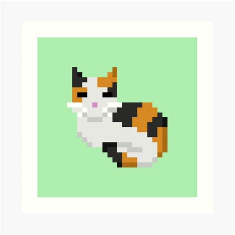 Pixel Cat Calico Art Print By Porasaki Redbubble