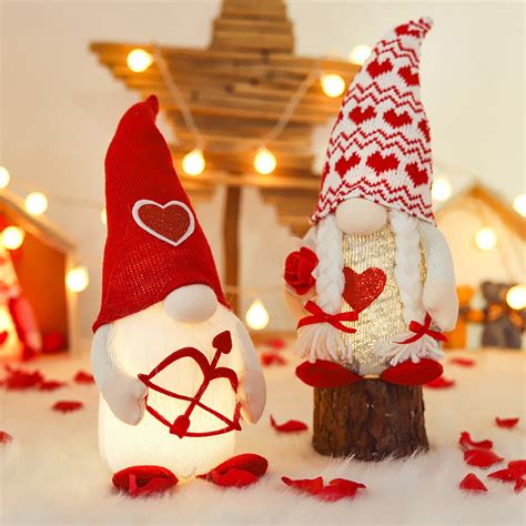 valentines day love faceless doll with led lights desktop figurines plush glowing dolls goblin