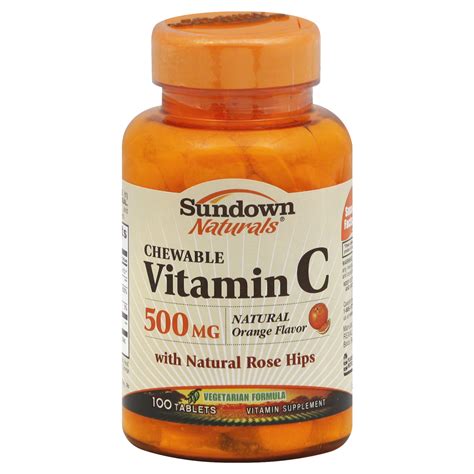 Sundown Vitamin C 500 Mg Natural Orange Flavor 100 Chewable Tablets
