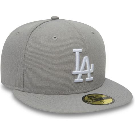 New Era Flat Brim 59fifty Essential Los Angeles Dodgers Mlb Grey Fitted