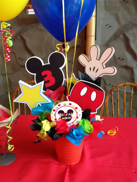 Mickey Mouse Themed Centerpieces Put Together Using Our Cutouts Mickey
