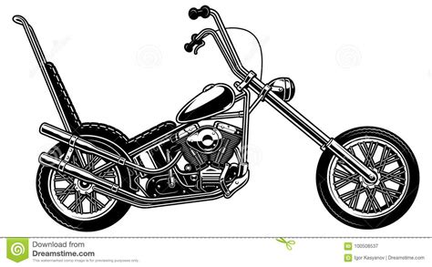 Classic American Motorcycle On White Background Stock Illustration
